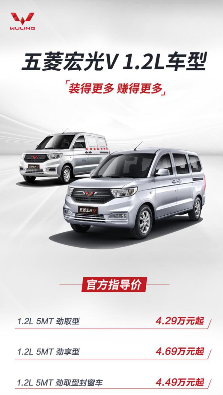 From 42,900, Wuling Hongguang V 1.2L model was launched